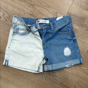 Levi's Women's Blue and White Denim Shorts